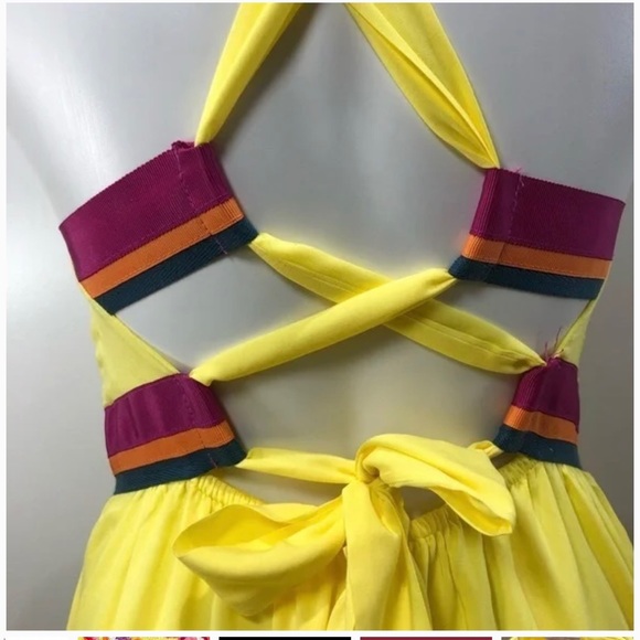 Yellow Embroidered Floral Maxi Dress Medium - Picture 6 of 8